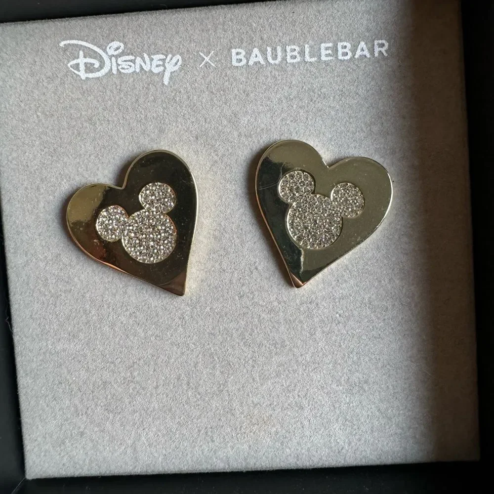 Baublebar Gold Heart Mickey Head Earrings